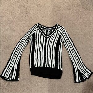 7th Avenue Black and White V-Neck Sweater